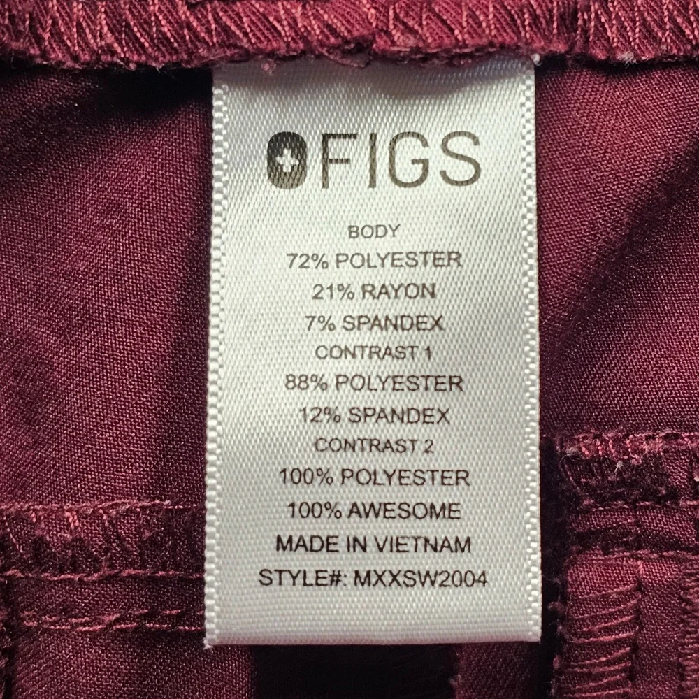 FIGS Technical Collection Burgundy Jogger Scrub Pants Mens L MXXSW2004
